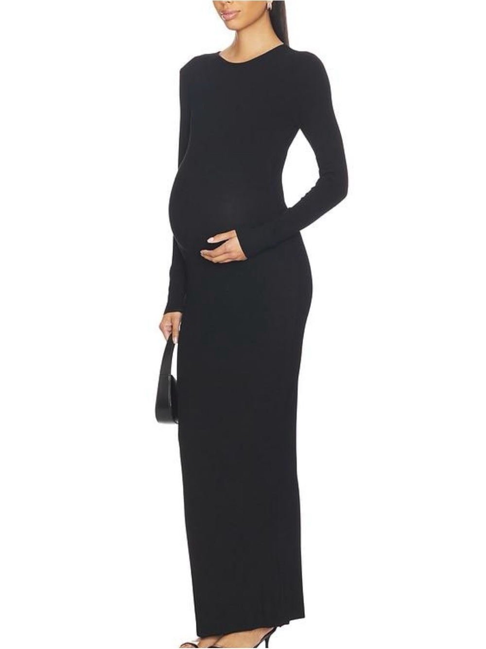 Bumpsuit Maternity Long Sleeve Black Maxi Dress